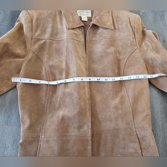 St. Johns Bay Machine Washable Suede Leather Coat Small Jacket Metal Zipper - Picture 6 of 8